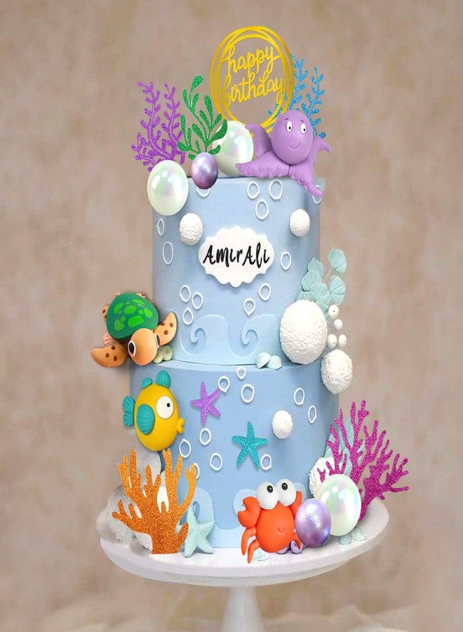 DRWATE 19 PCS Ocean Animal Cake Toppers Sea Animal Cake Toppers Under the Sea Cake Decorations for Sea Ocean Theme Birthday Decorations Supplies (Ocean 2) - Image 4